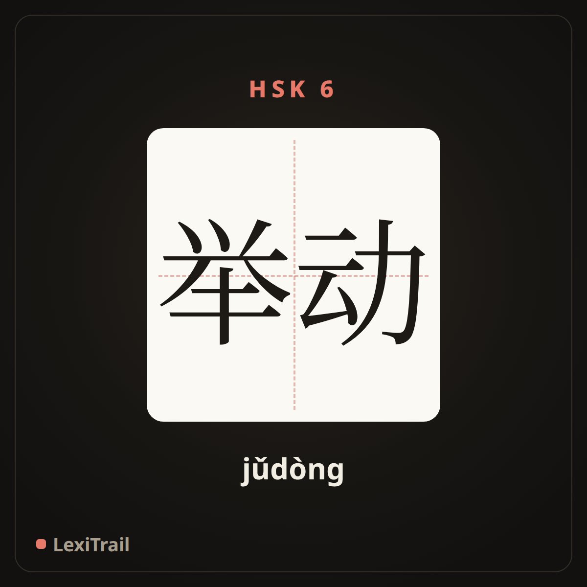 举动 — the Chinese character for Move (jǔdòng), stroke diagram