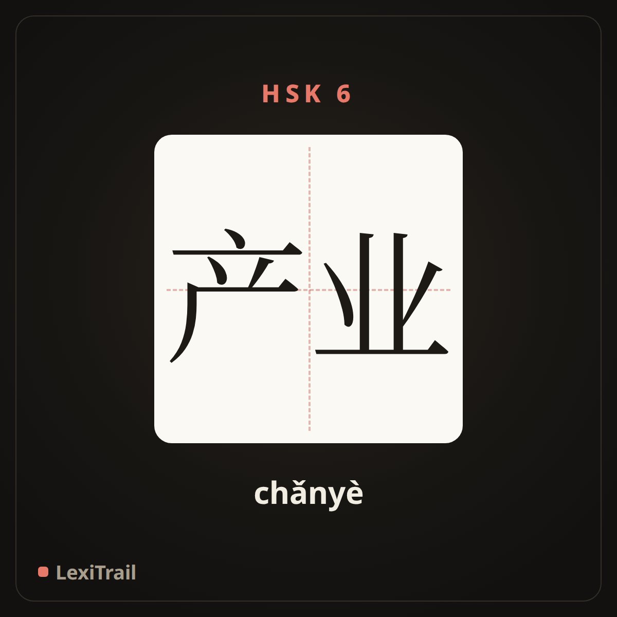 产业 — the Chinese character for industry (chǎnyè), stroke diagram