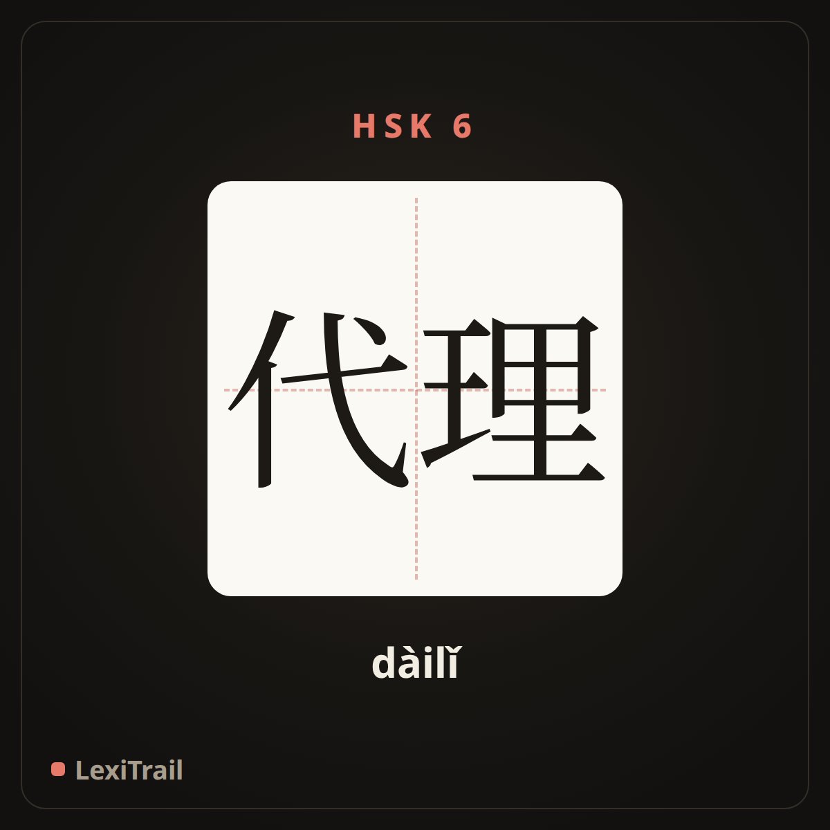 代理 — the Chinese character for agent (dàilǐ), stroke diagram