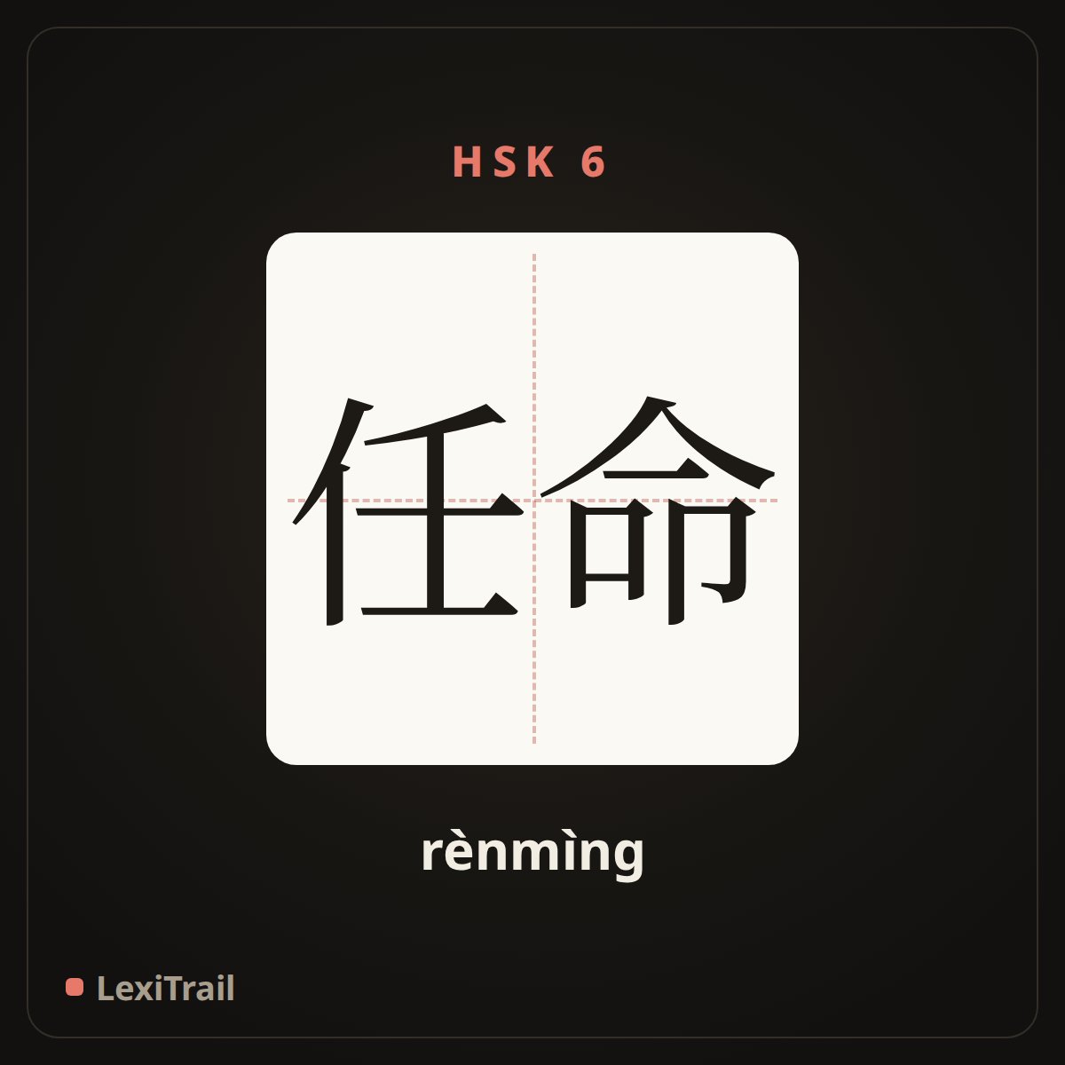 任命 — the Chinese character for Appointment (rènmìng), stroke diagram