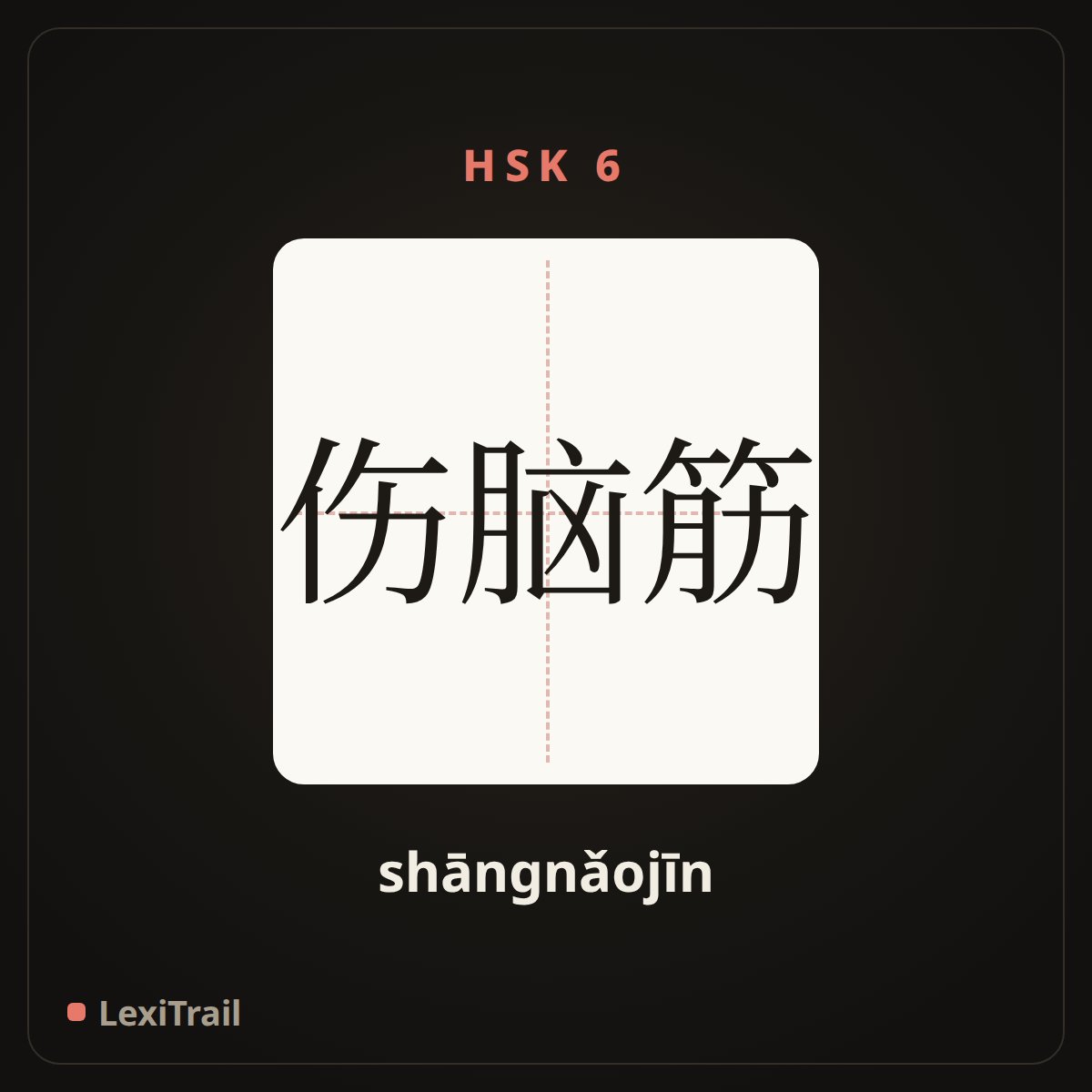 伤脑筋 — the Chinese character for troublesome (shāngnǎojīn), stroke diagram