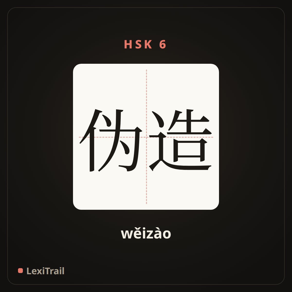 伪造 — the Chinese character for Forge (wěizào), stroke diagram