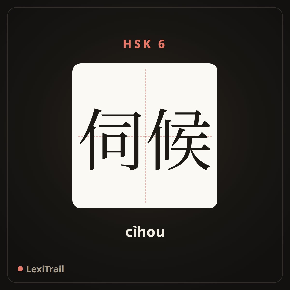 伺候 — the Chinese character for Wait (cìhou), stroke diagram