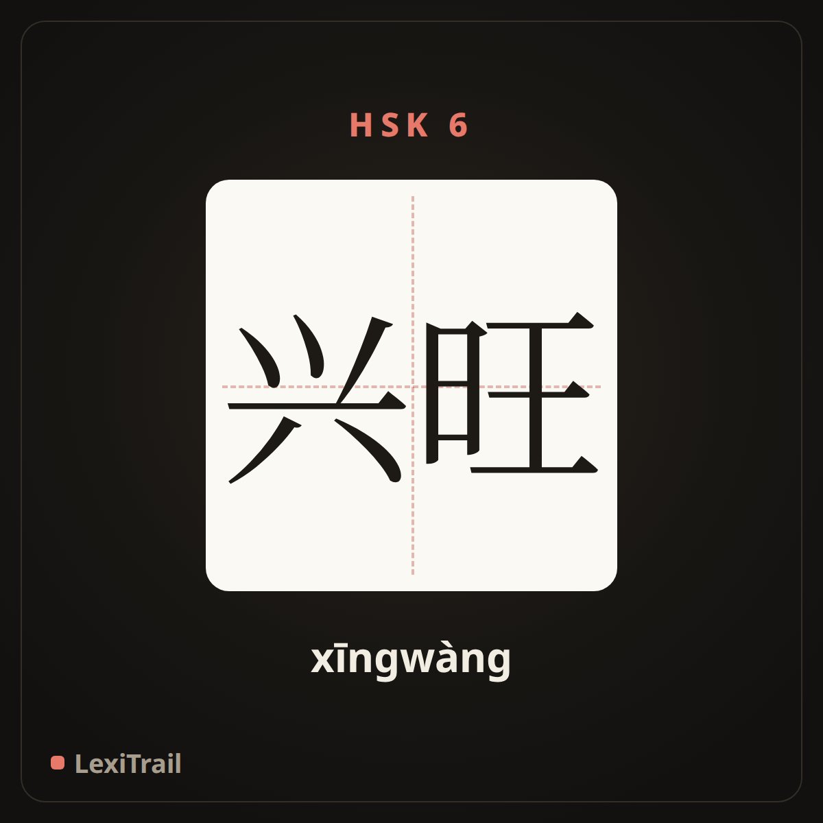 兴旺 — the Chinese character for Prosperous (xīngwàng), stroke diagram