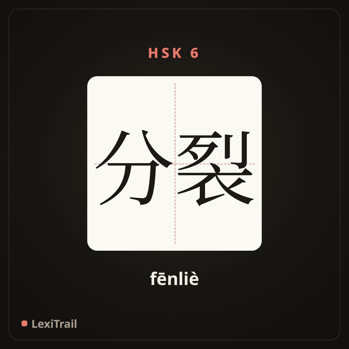 分裂 — the Chinese character for division (fēnliè), stroke diagram