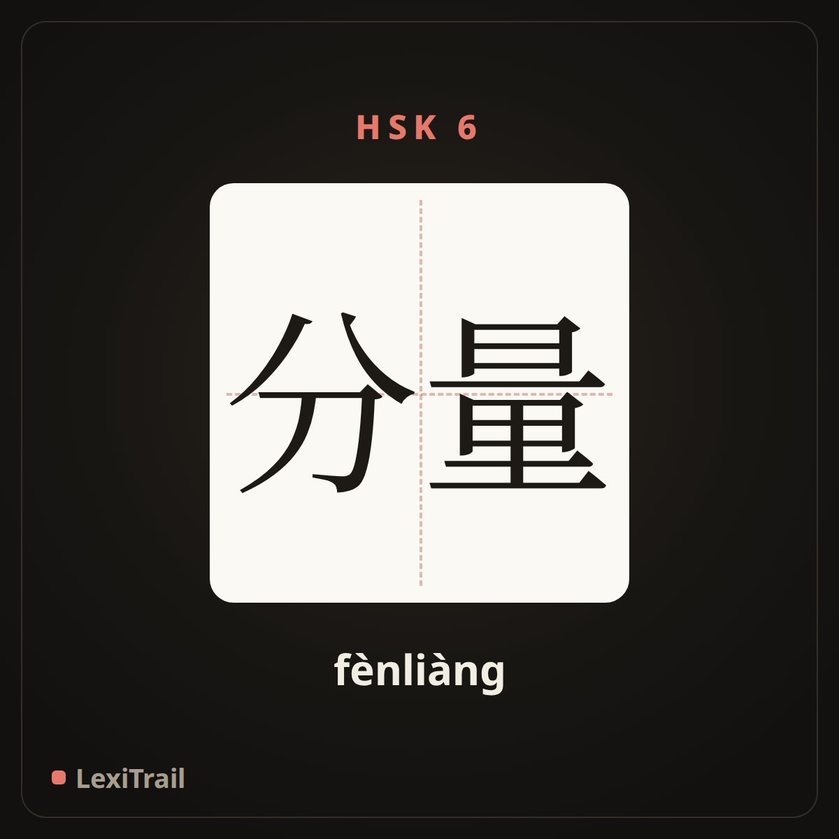 分量 — the Chinese character for Weight (fènliàng), stroke diagram