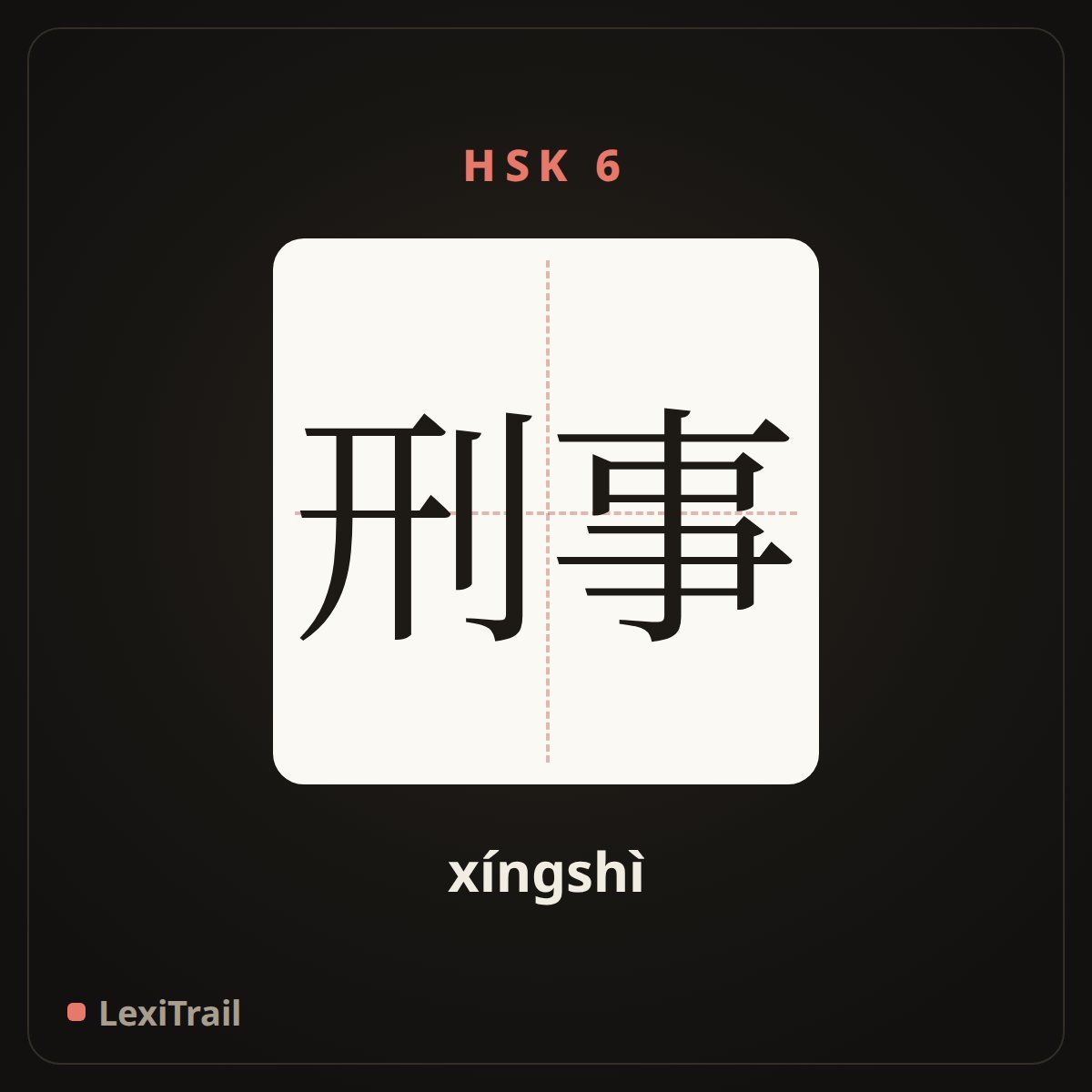 刑事 — the Chinese character for criminal (xíngshì), stroke diagram
