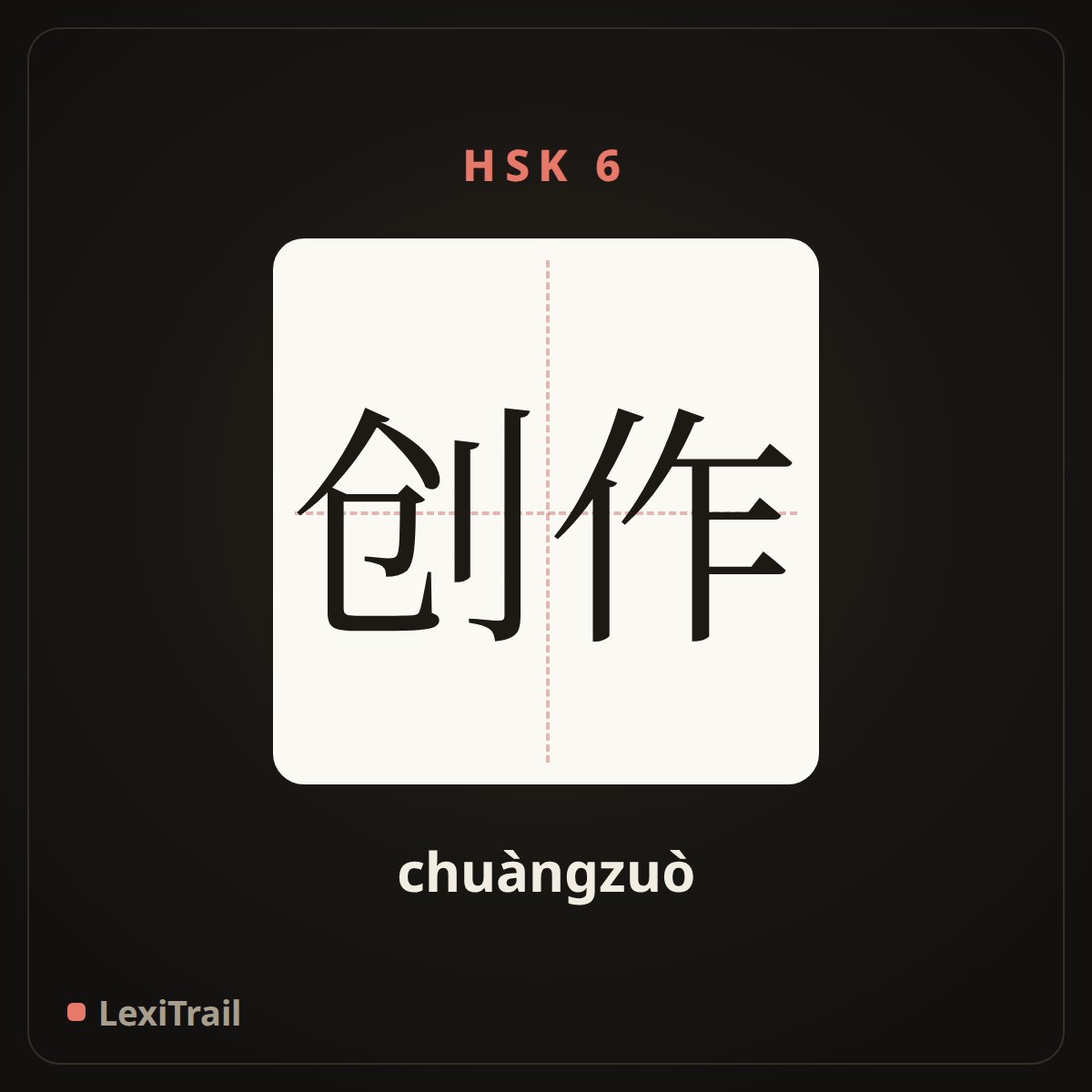 创作 — the Chinese character for A literary creation (chuàngzuò), stroke diagram