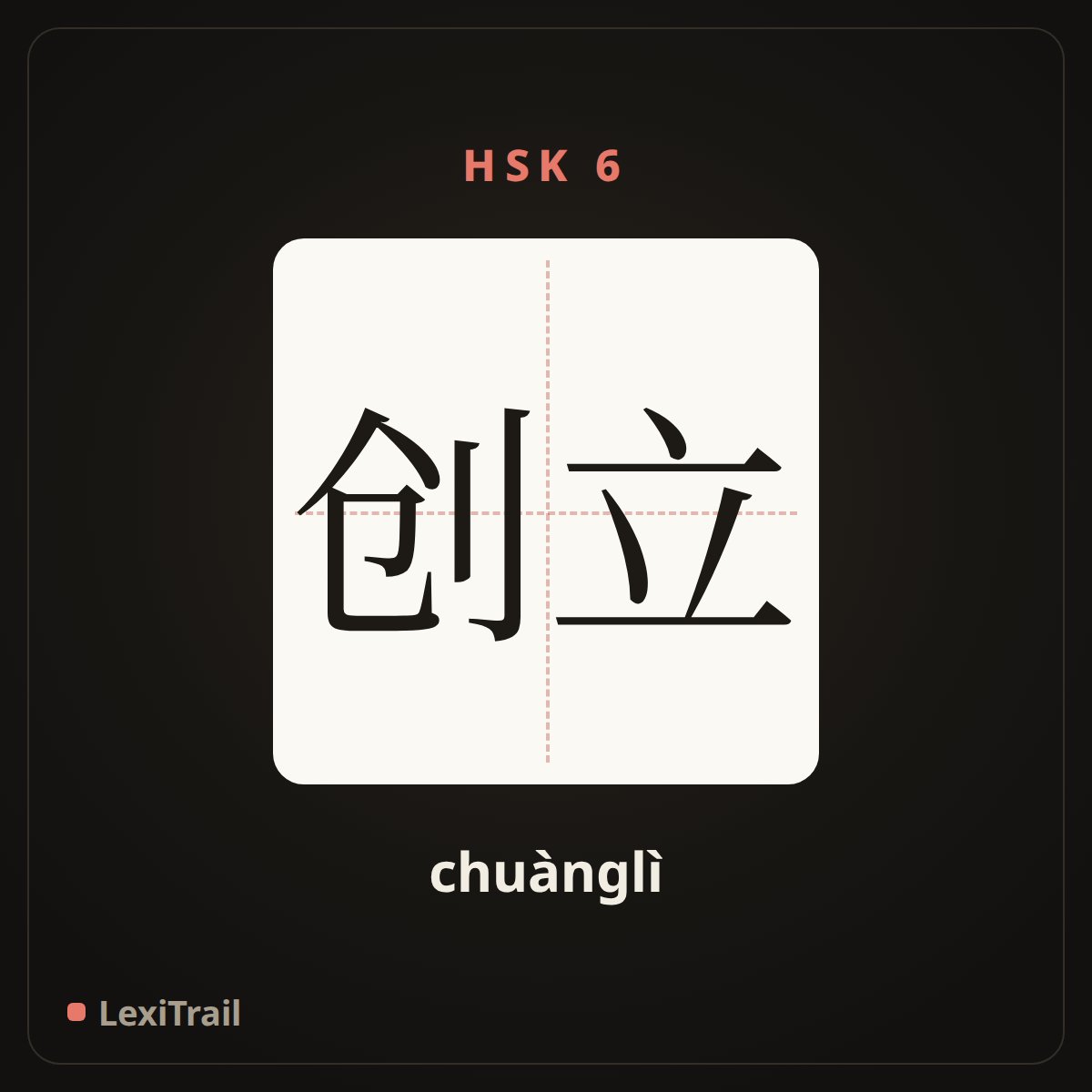 创立 — the Chinese character for Found (chuànglì), stroke diagram