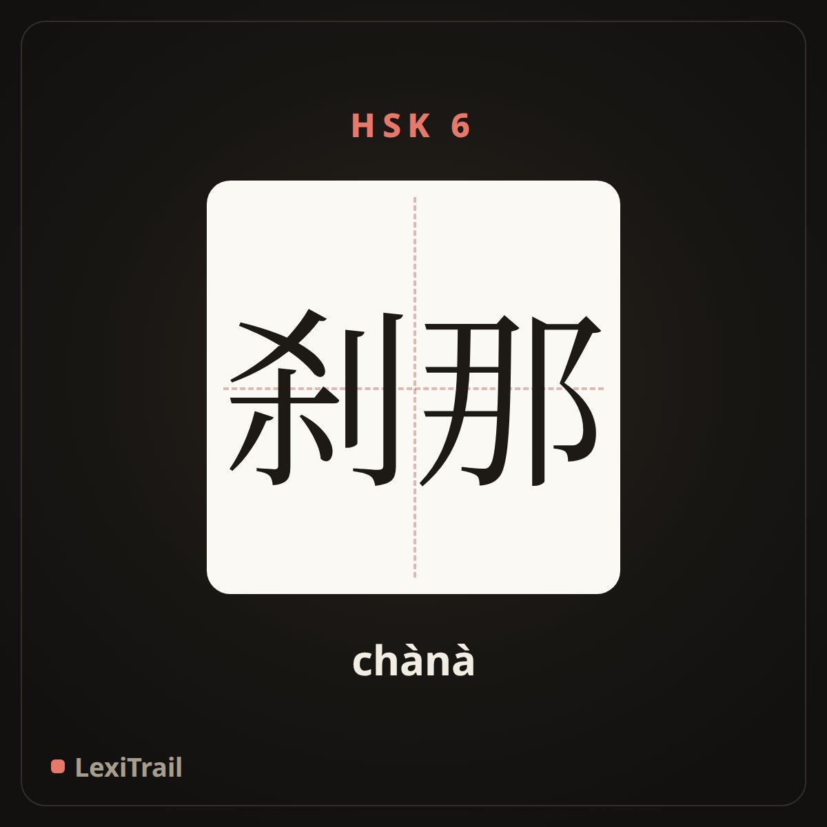 刹那 — the Chinese character for Instant (chànà), stroke diagram