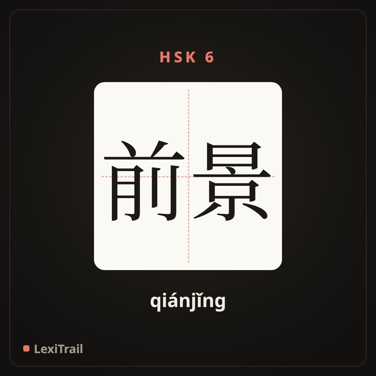 前景 — the Chinese character for prospect (qiánjǐng), stroke diagram