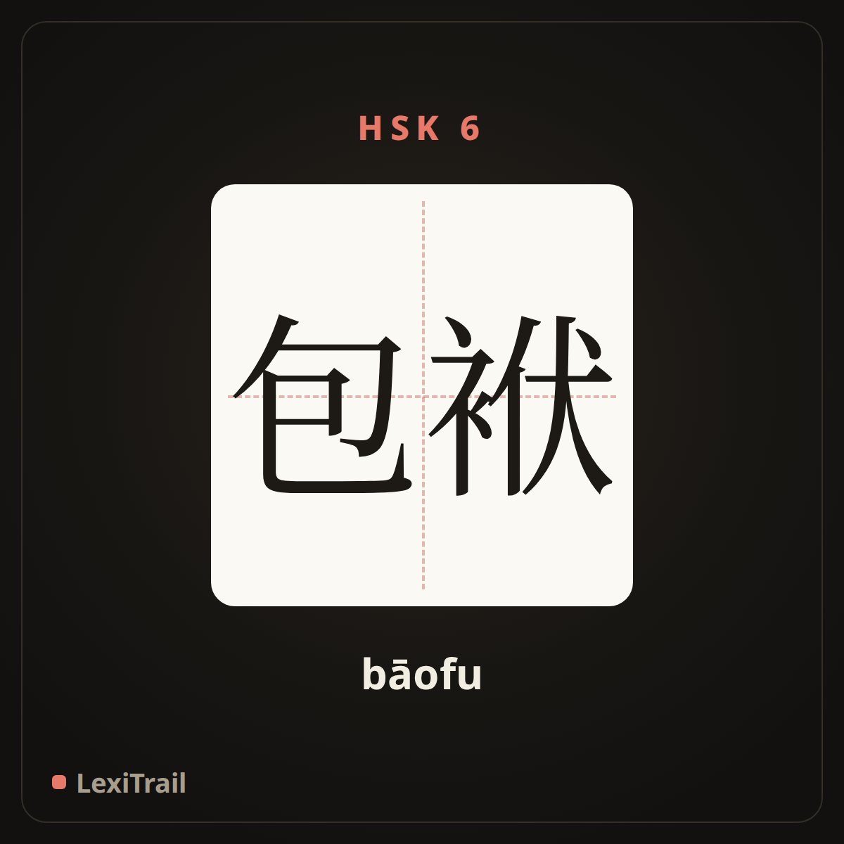 包袱 — the Chinese character for Burden (bāofu), stroke diagram