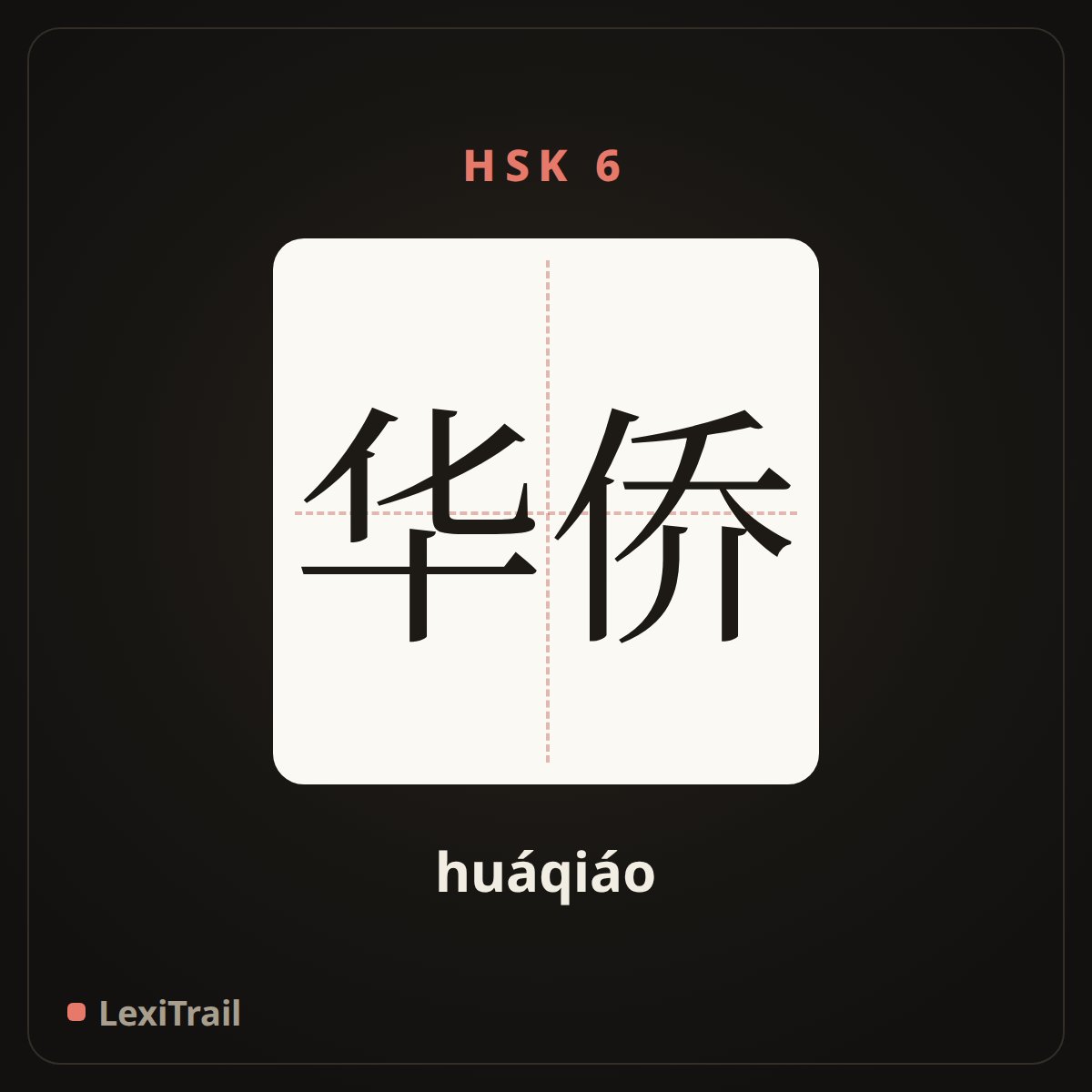 华侨 — the Chinese character for overseas Chinese (huáqiáo), stroke diagram