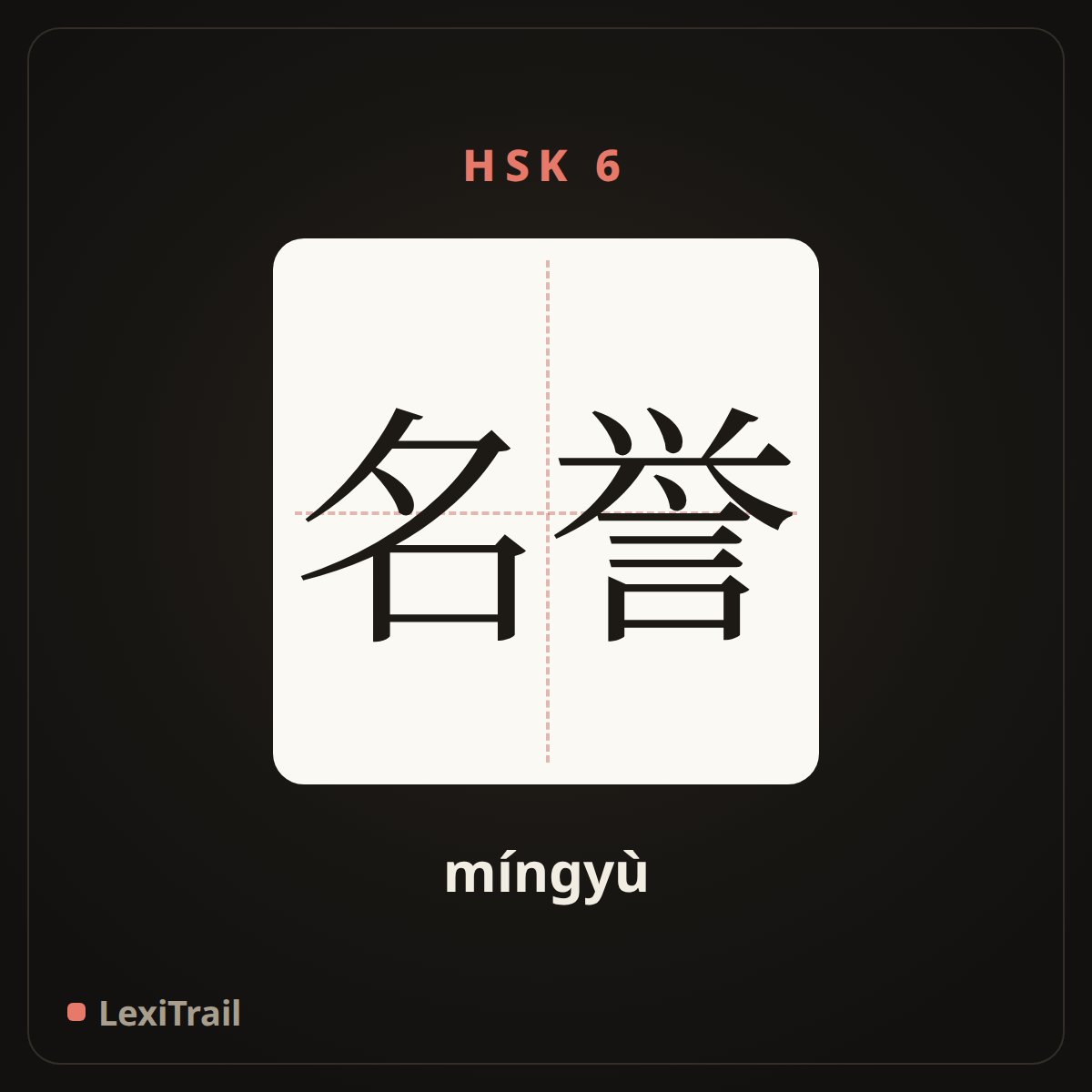 名誉 — the Chinese character for reputation (míngyù), stroke diagram