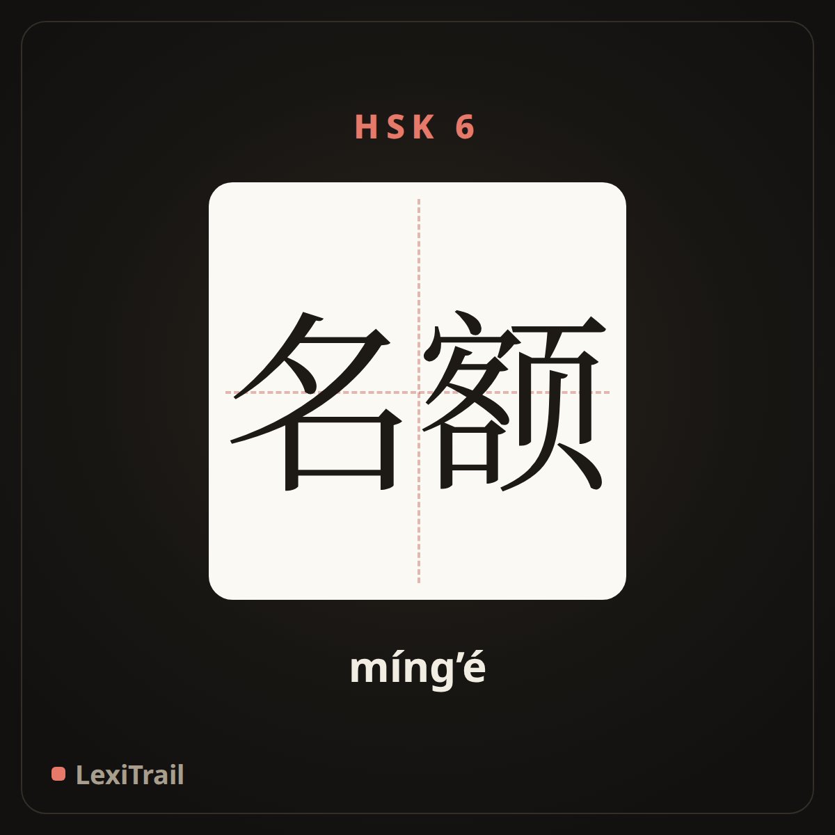 名额 — the Chinese character for Places (míng’é), stroke diagram