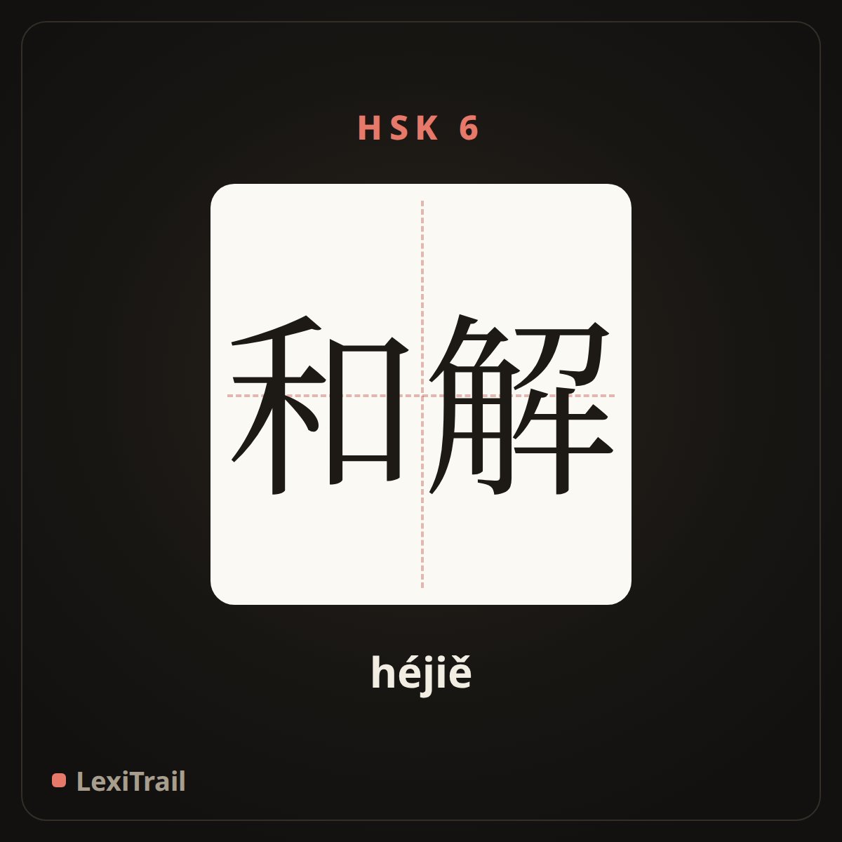和解 — the Chinese character for compromise (héjiě), stroke diagram