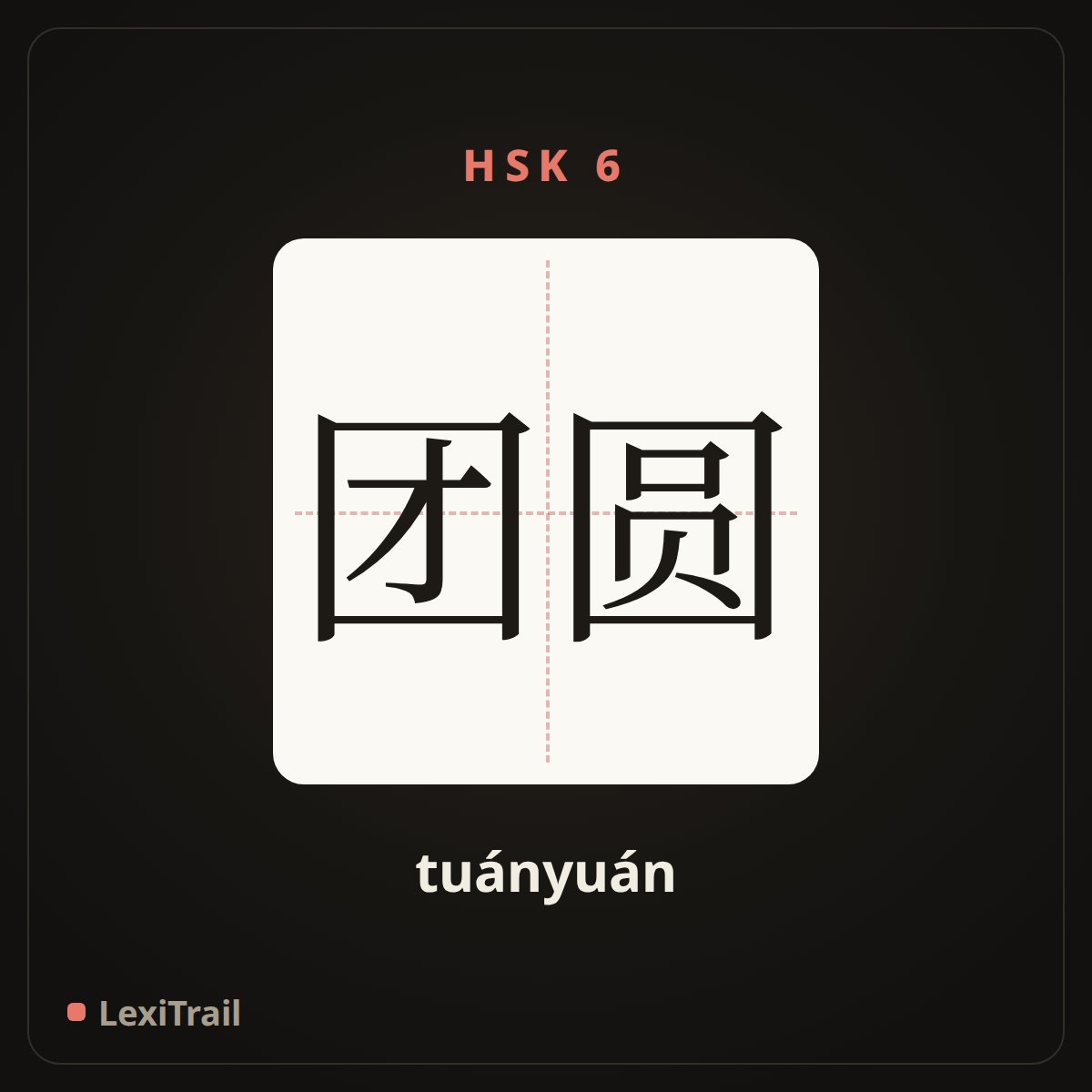 团圆 — the Chinese character for reunion (tuányuán), stroke diagram