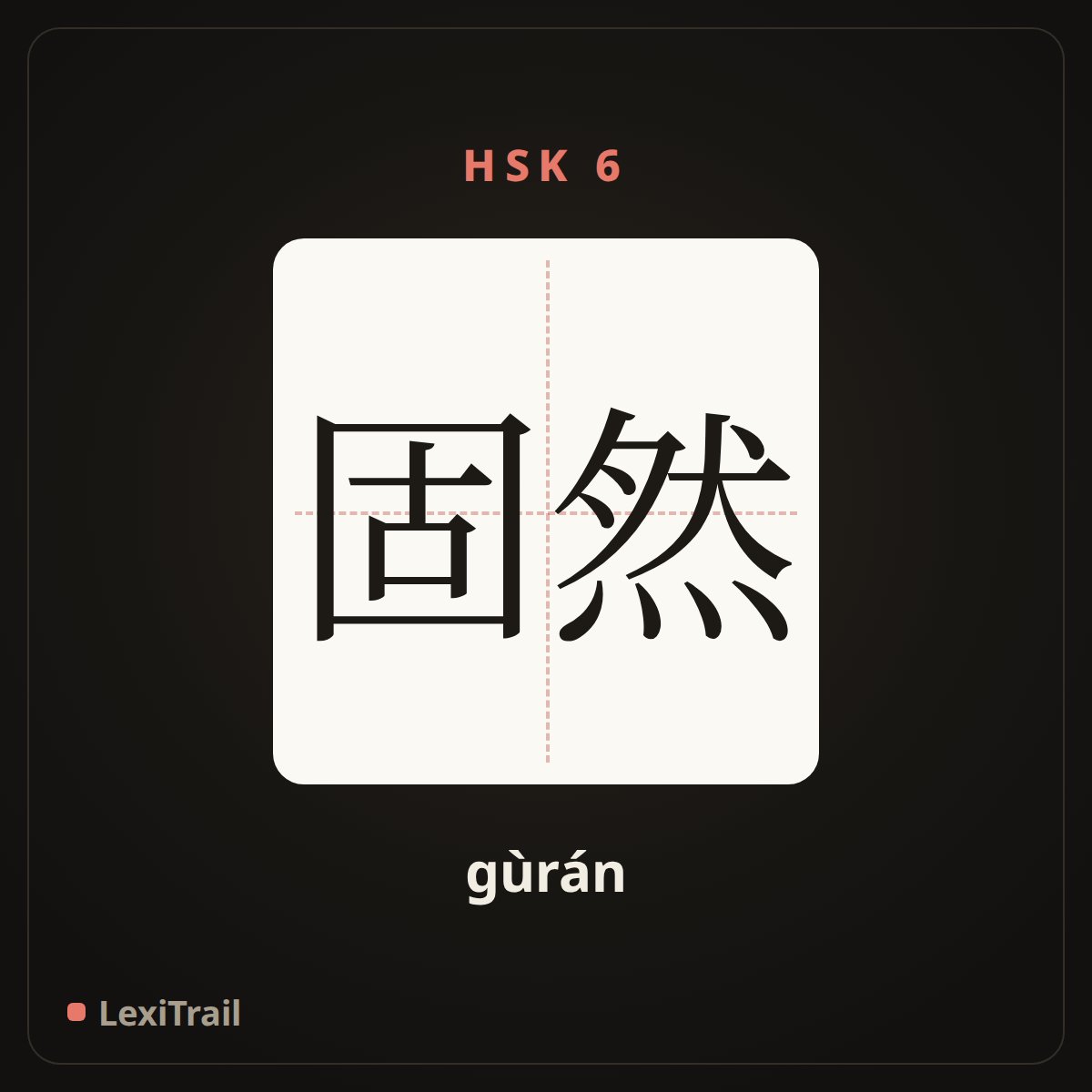 固然 — the Chinese character for Of course (gùrán), stroke diagram