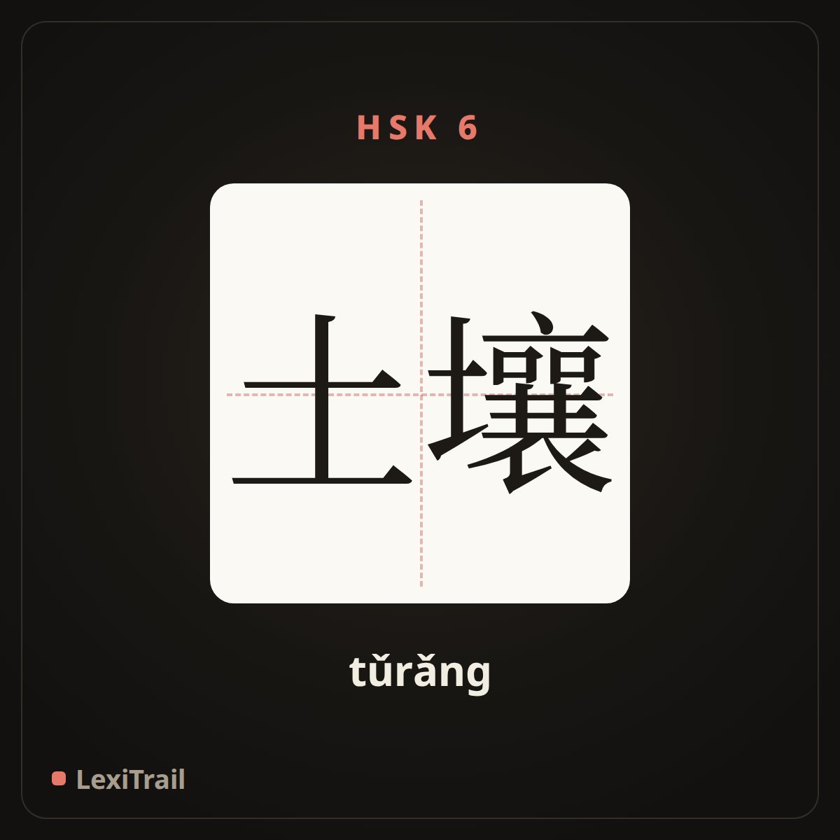 土壤 — the Chinese character for soil (tǔrǎng), stroke diagram