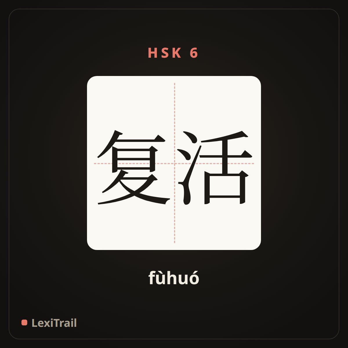 复活 — the Chinese character for Resurrection (fùhuó), stroke diagram