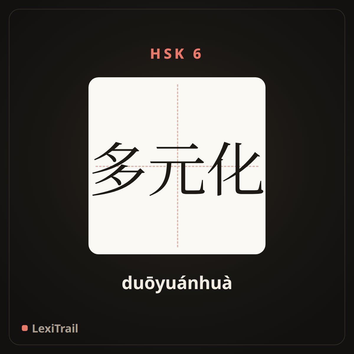 多元化 — the Chinese character for Diversification (duōyuánhuà), stroke diagram