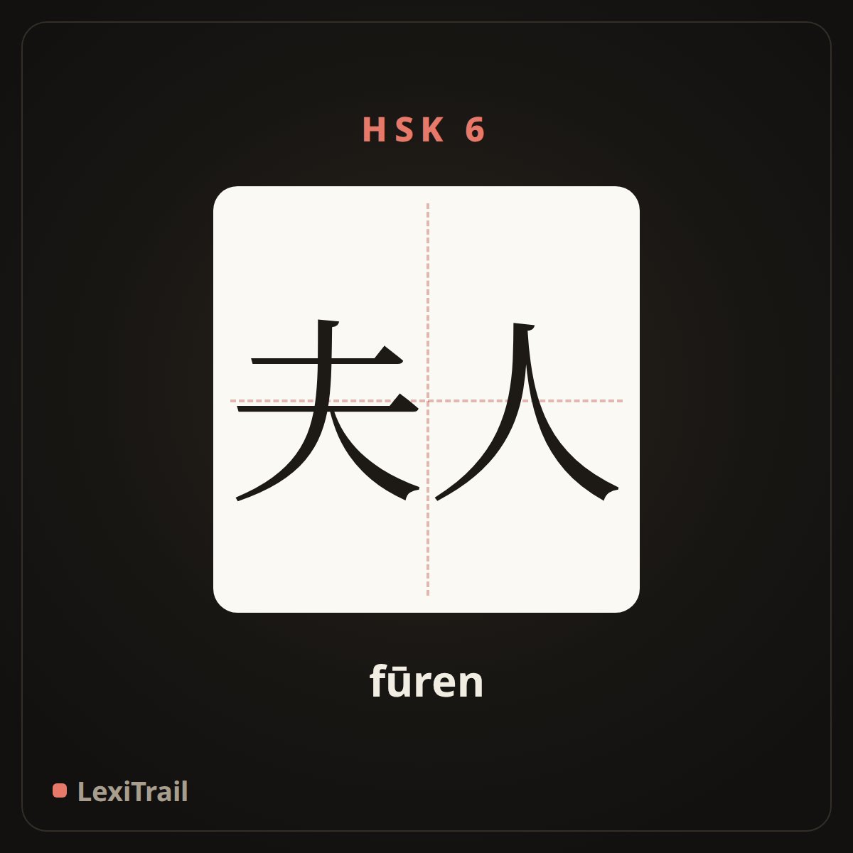 夫人 — the Chinese character for Madam (fūren), stroke diagram