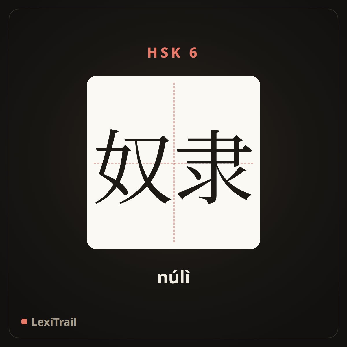 奴隶 — the Chinese character for slave (núlì), stroke diagram
