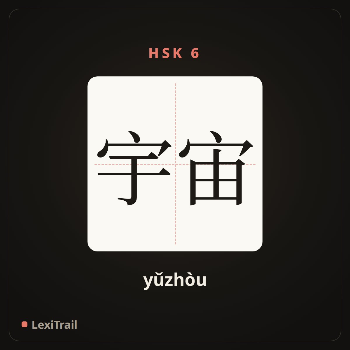 宇宙 — the Chinese character for universe (yǔzhòu), stroke diagram