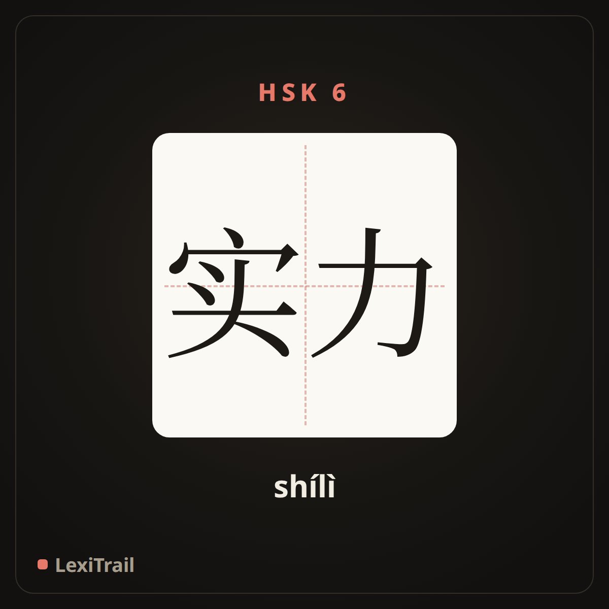 实力 — the Chinese character for Strength (shílì), stroke diagram