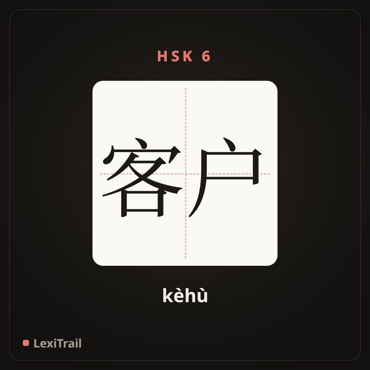 客户 — the Chinese character for Customer (kèhù), stroke diagram
