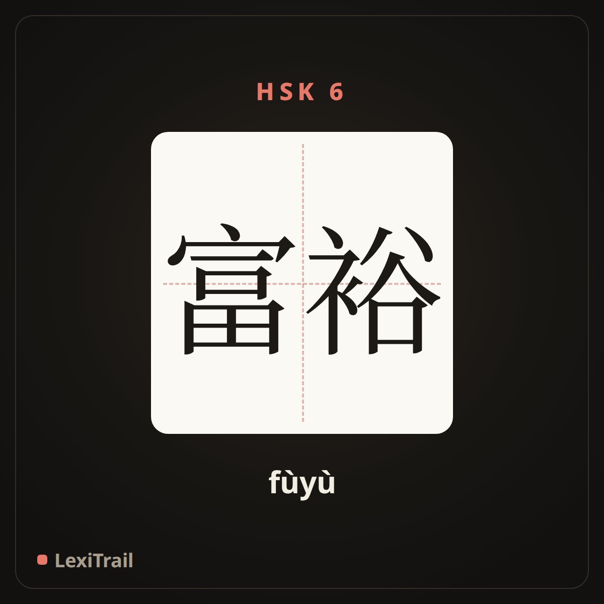 富裕 — the Chinese character for Affluent (fùyù), stroke diagram