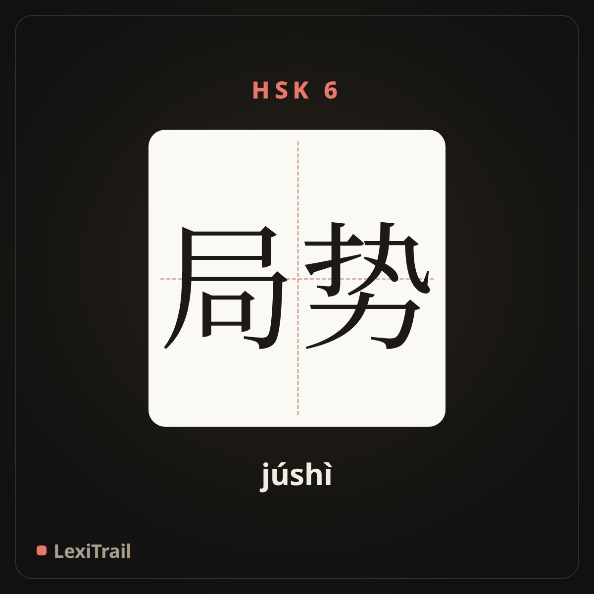 局势 — the Chinese character for Situation (júshì), stroke diagram