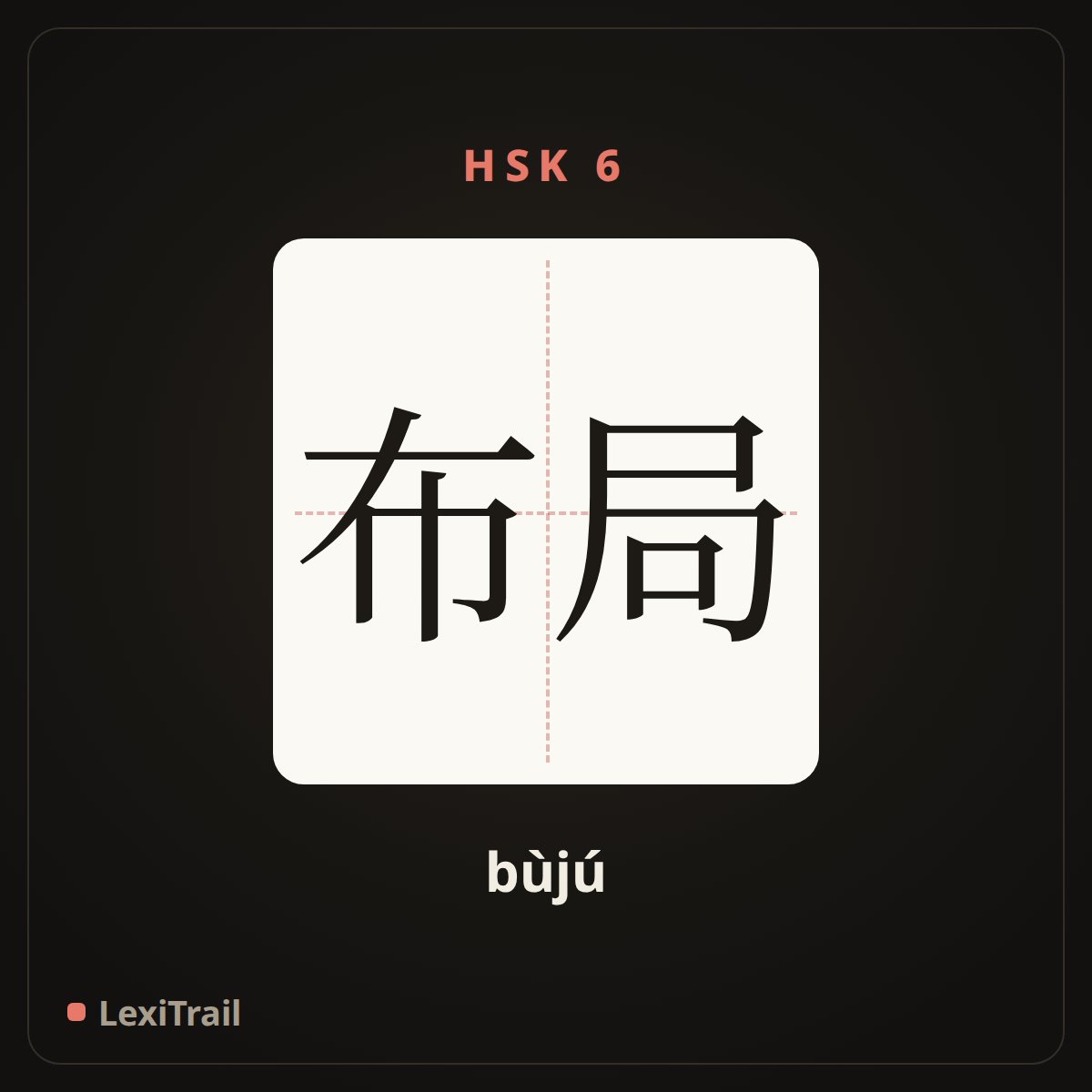 布局 — the Chinese character for distribution; layout (bùjú), stroke diagram