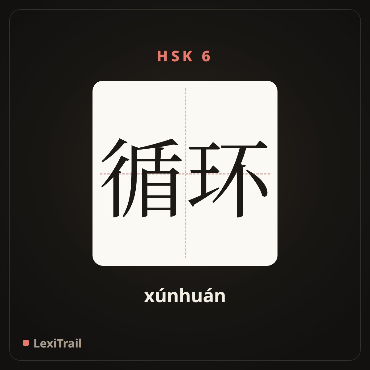 循环 — the Chinese character for loop (xúnhuán), stroke diagram