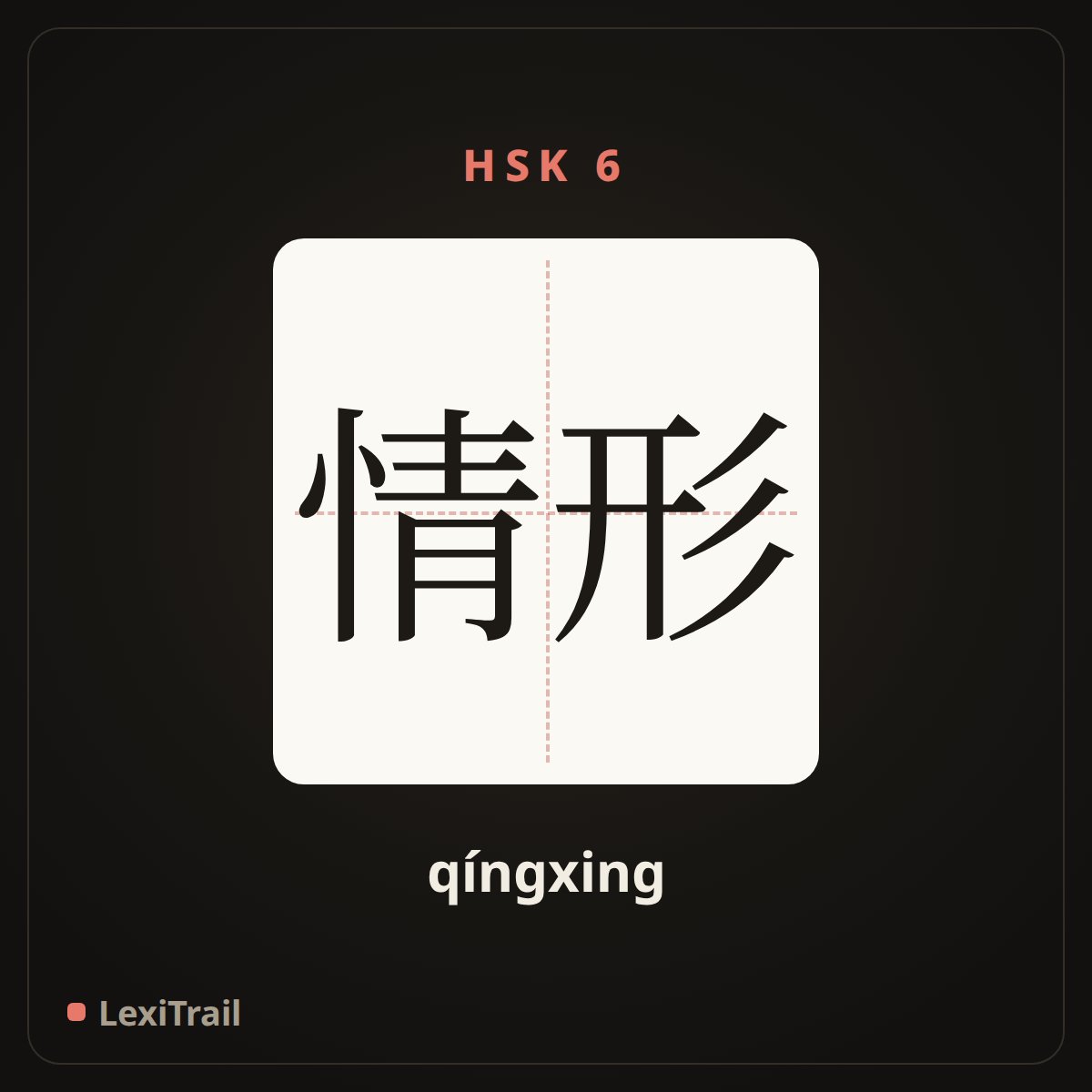情形 — the Chinese character for Situation (qíngxing), stroke diagram