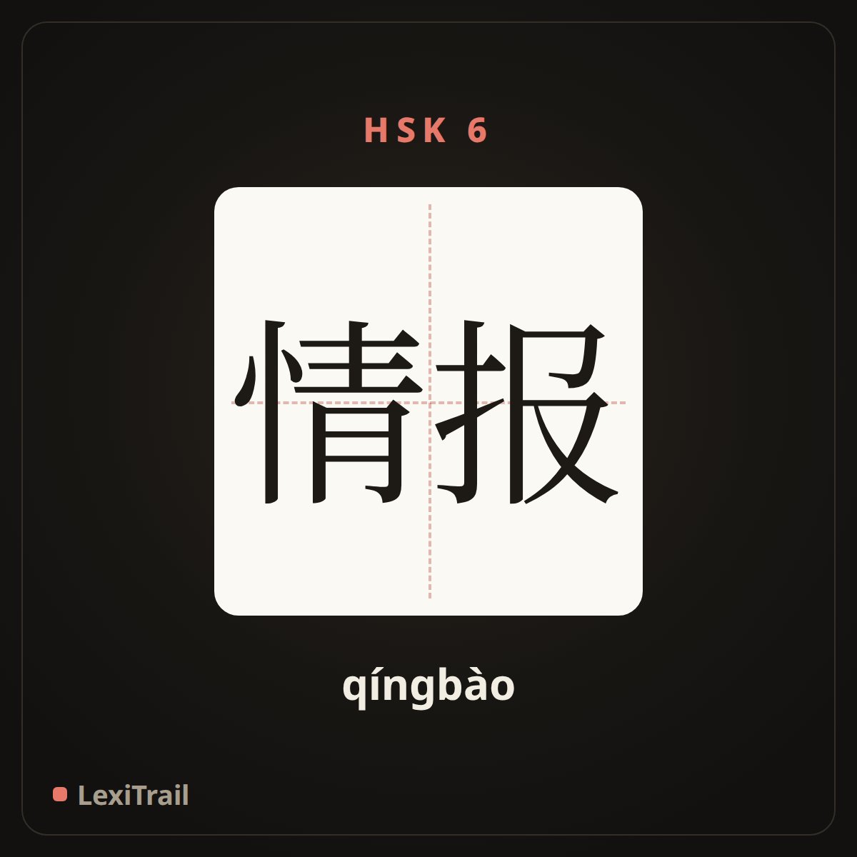 情报 — the Chinese character for intelligence (qíngbào), stroke diagram