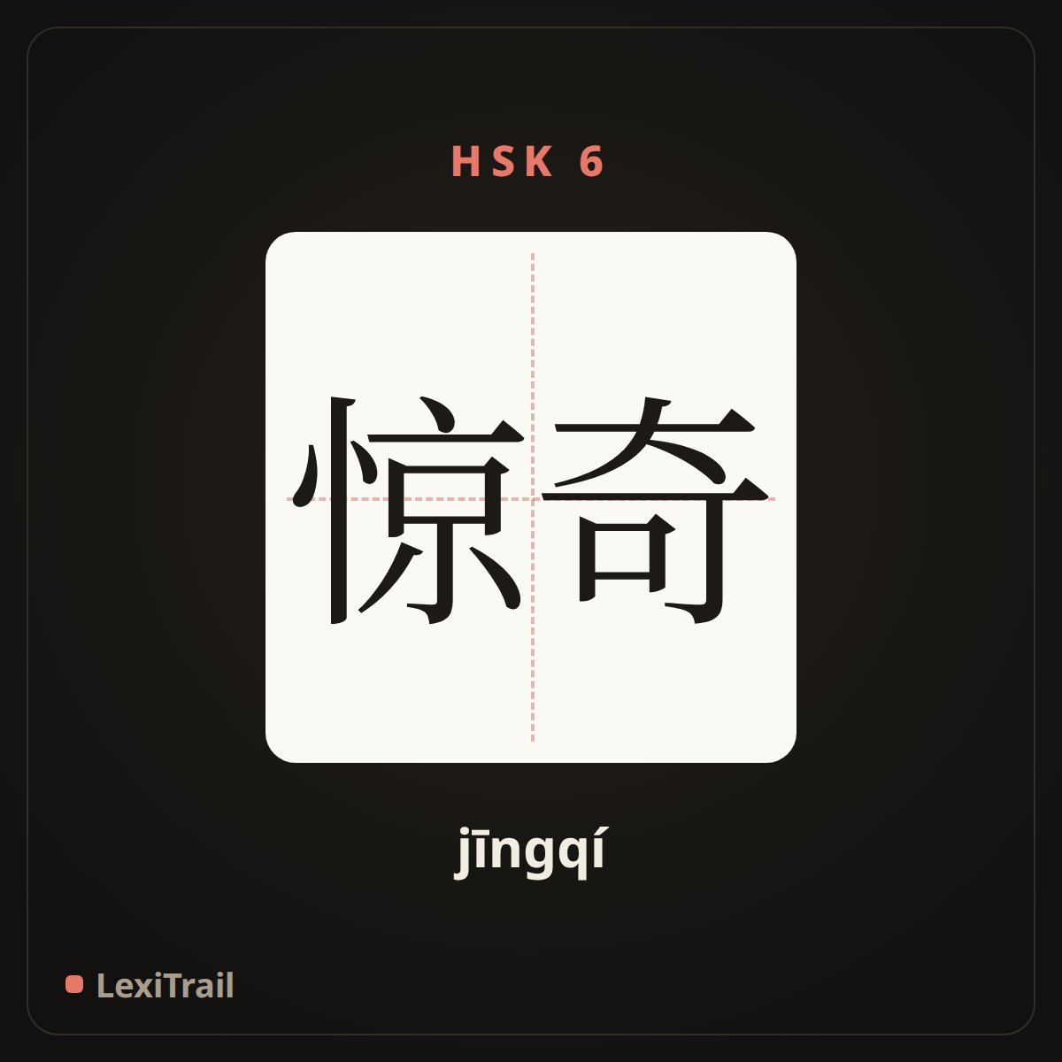 惊奇 — the Chinese character for Be surprised (jīngqí), stroke diagram