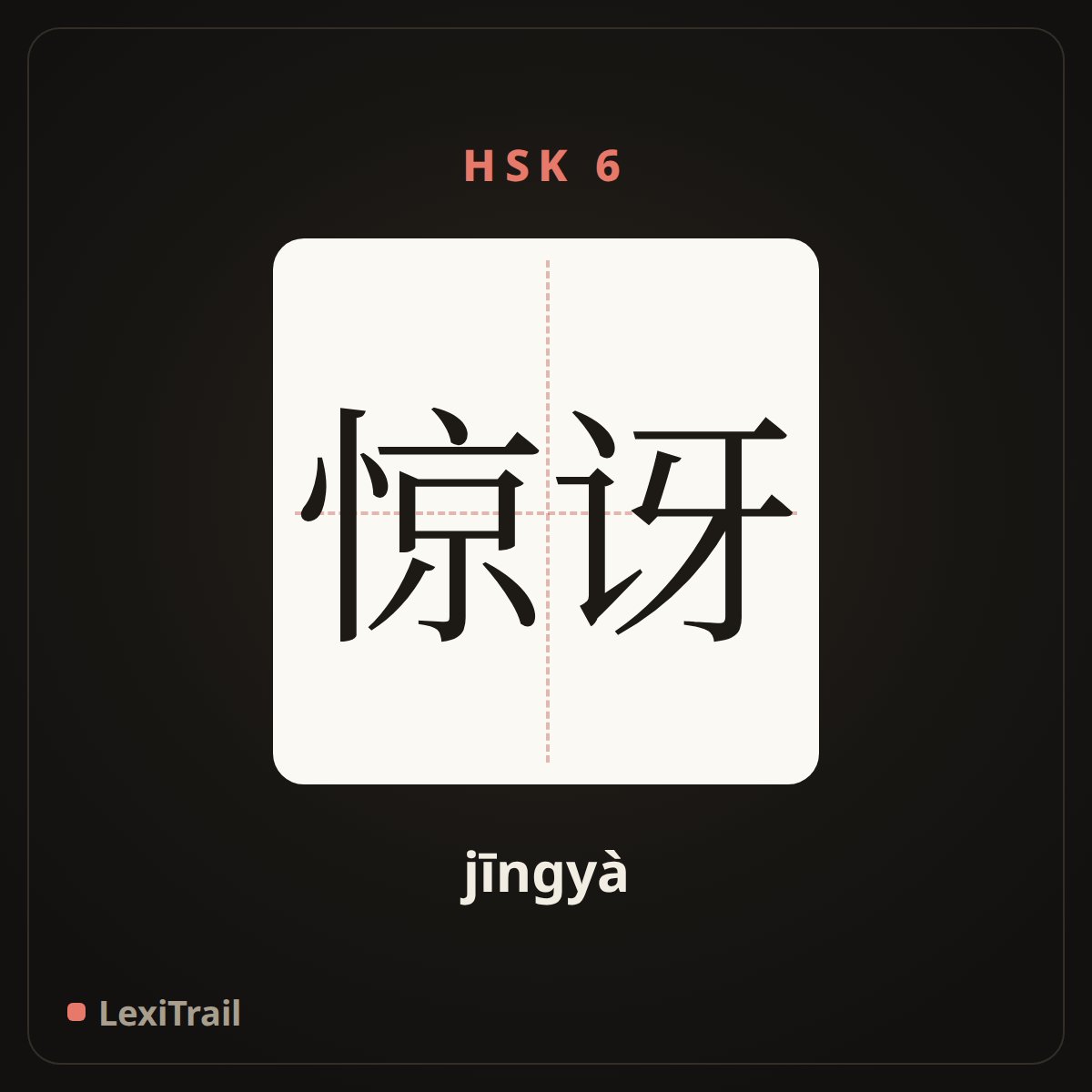 惊讶 — the Chinese character for surprised (jīngyà), stroke diagram
