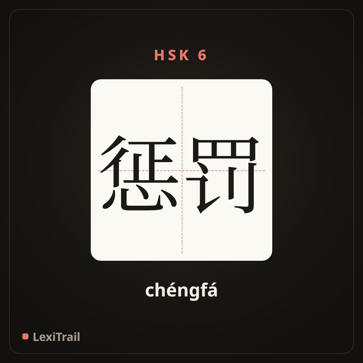 惩罚 — the Chinese character for punish (chéngfá), stroke diagram