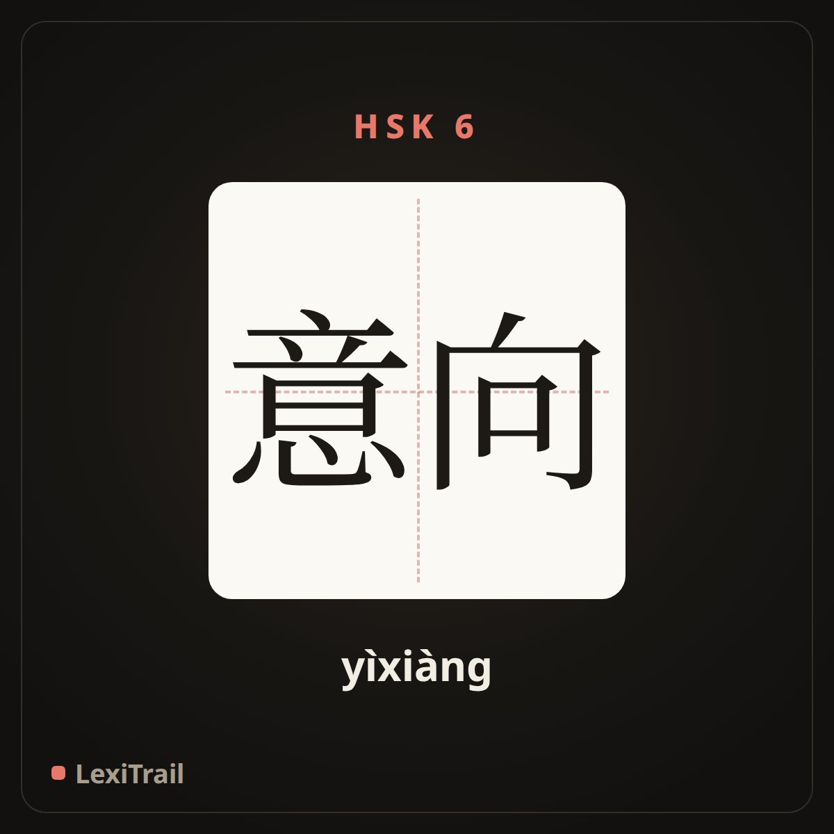 意向 — the Chinese character for intention (yìxiàng), stroke diagram