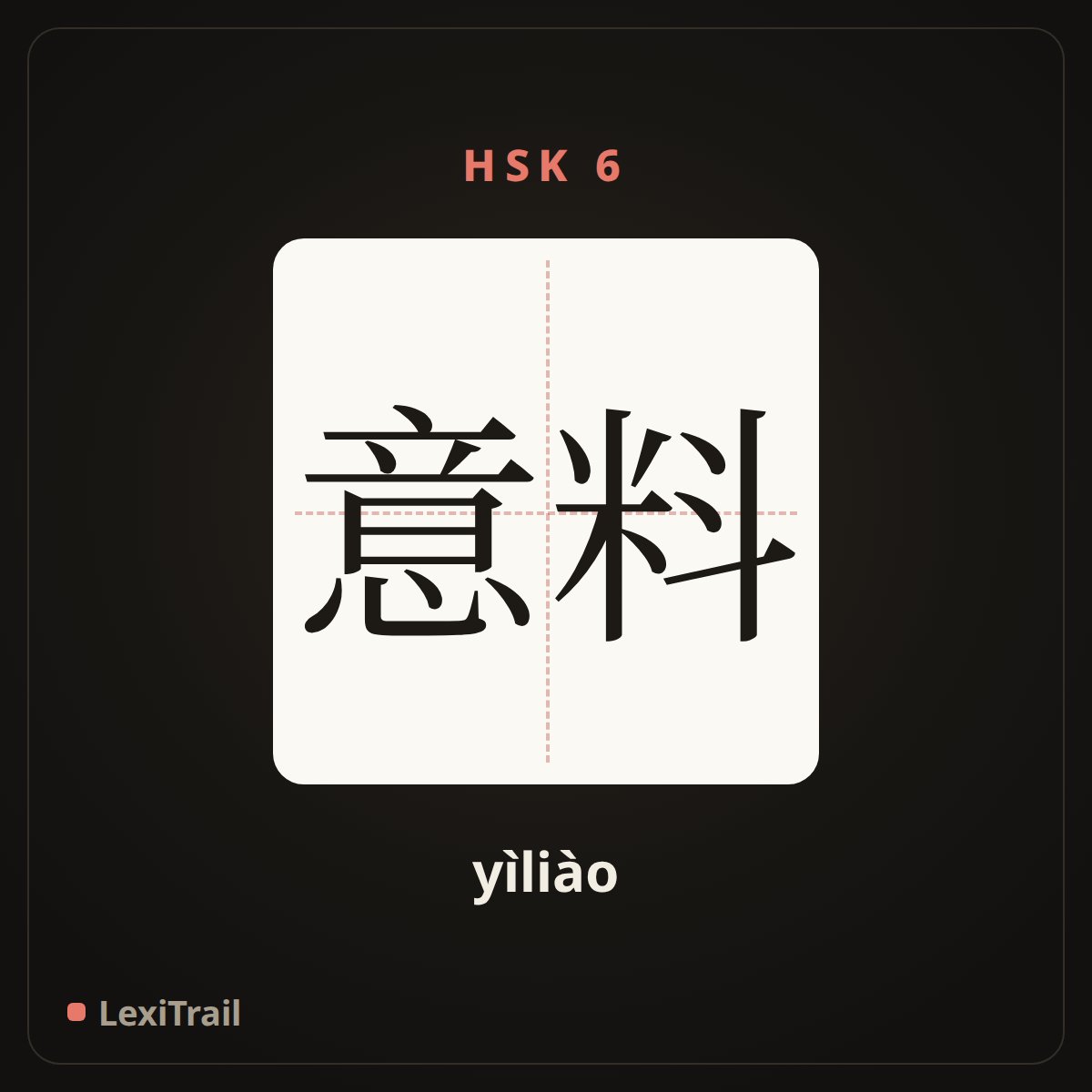 意料 — the Chinese character for expect; anticipate (yìliào), stroke diagram