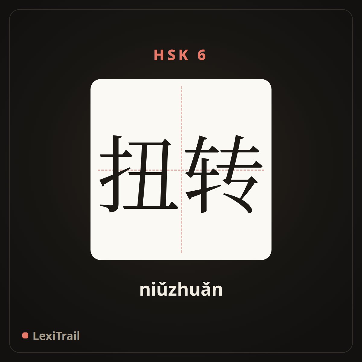 扭转 — the Chinese character for Reverse (niǔzhuǎn), stroke diagram
