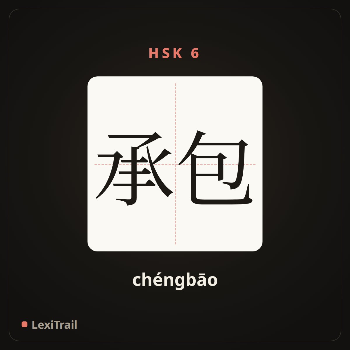 承包 — the Chinese character for Contract (chéngbāo), stroke diagram