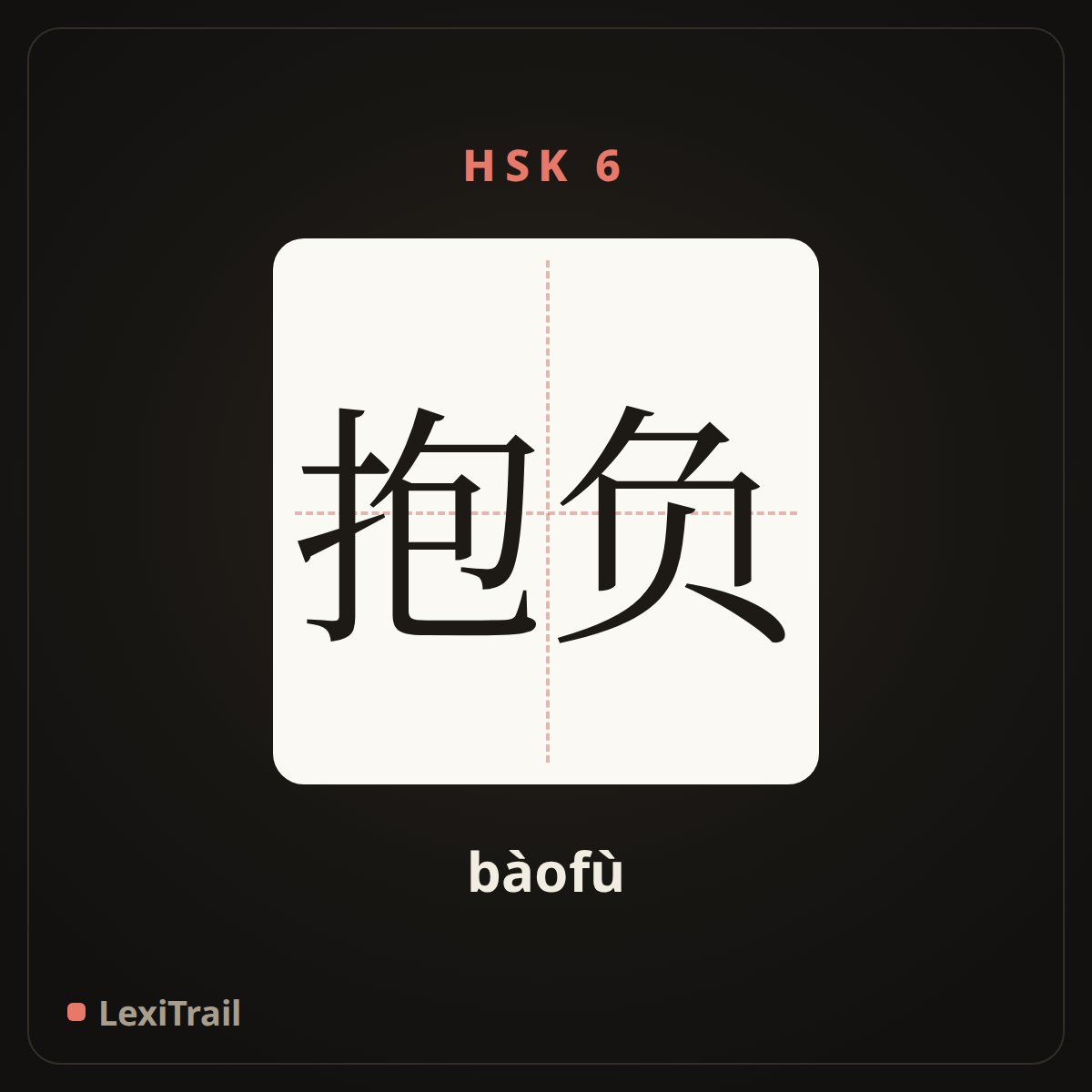 抱负 — the Chinese character for ambition (bàofù), stroke diagram