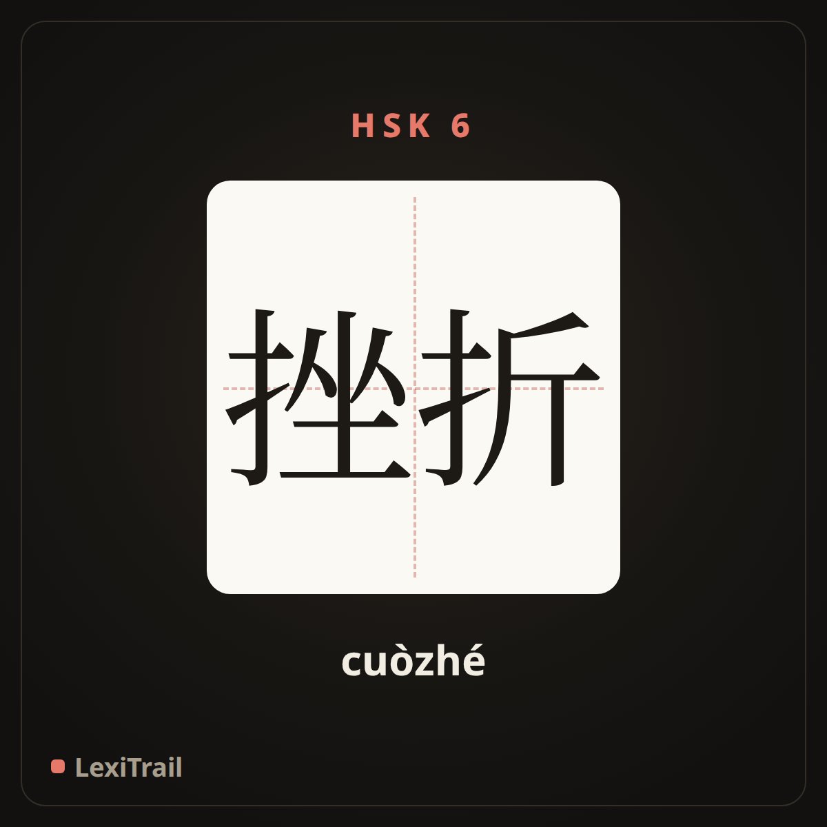 挫折 — the Chinese character for frustration (cuòzhé), stroke diagram