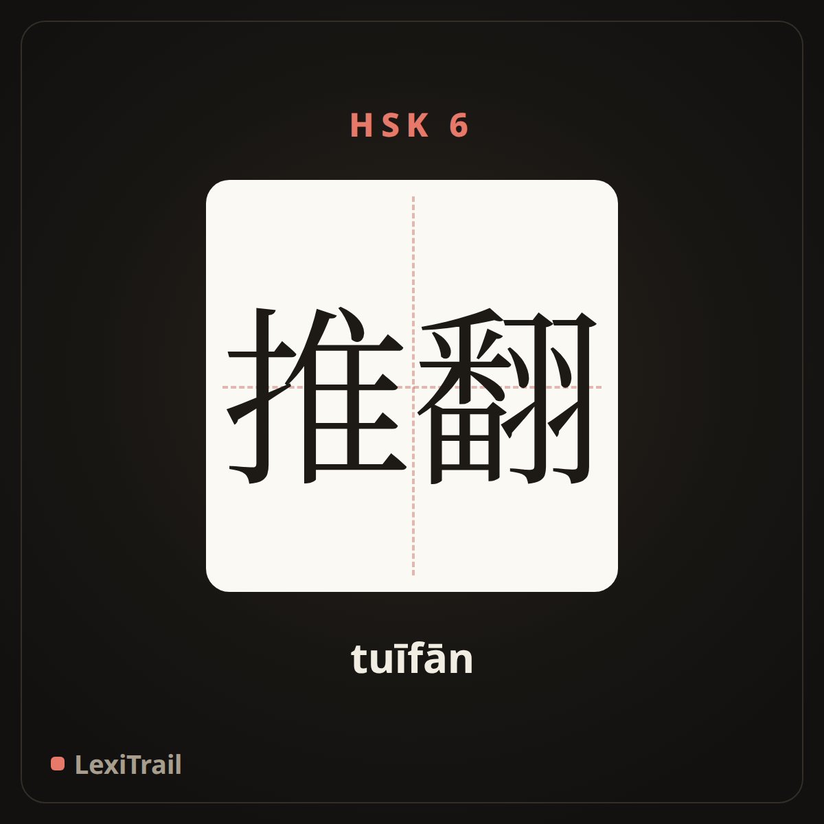 推翻 — the Chinese character for overthrow (tuīfān), stroke diagram