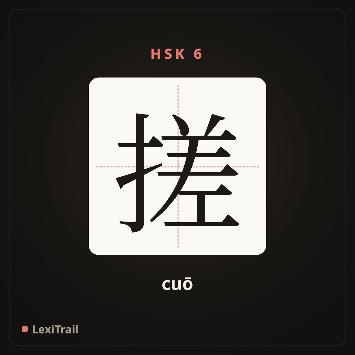 搓 — the Chinese character for Rub (cuō), stroke diagram