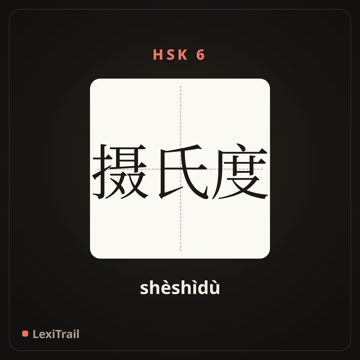 摄氏度 — the Chinese character for Centigrade (shèshìdù), stroke diagram
