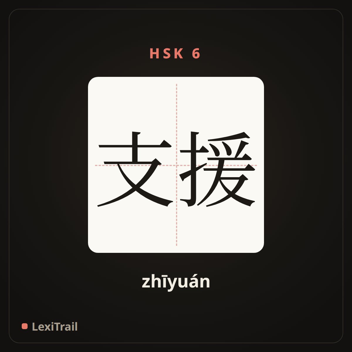 支援 — the Chinese character for support (zhīyuán), stroke diagram