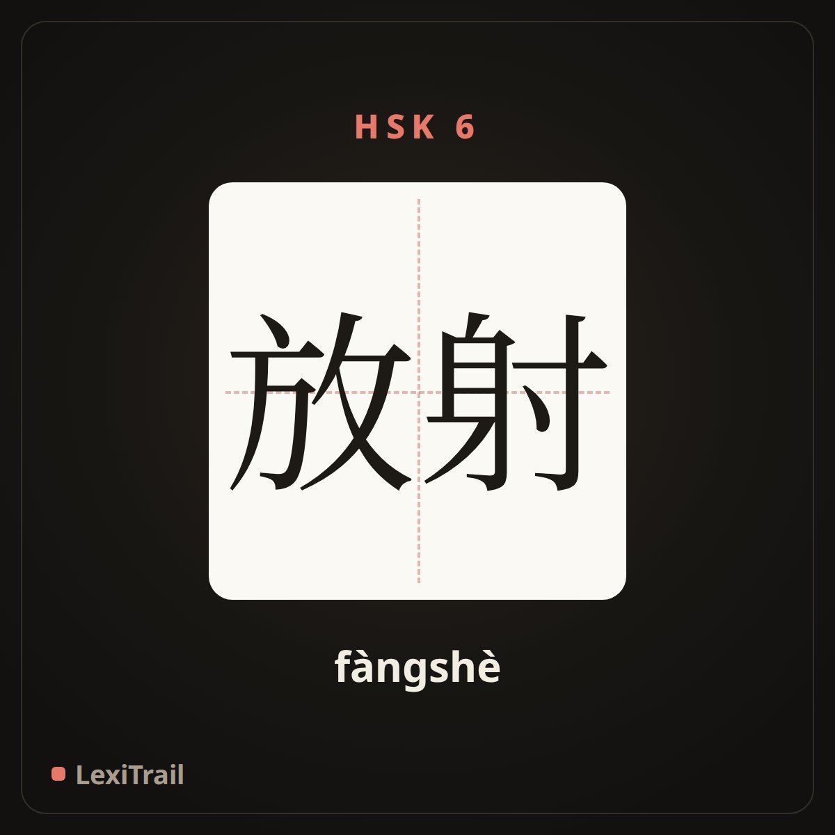 放射 — the Chinese character for radiation (fàngshè), stroke diagram
